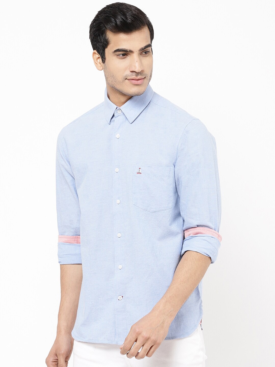 

STROP Men Navy Blue Casual Shirt