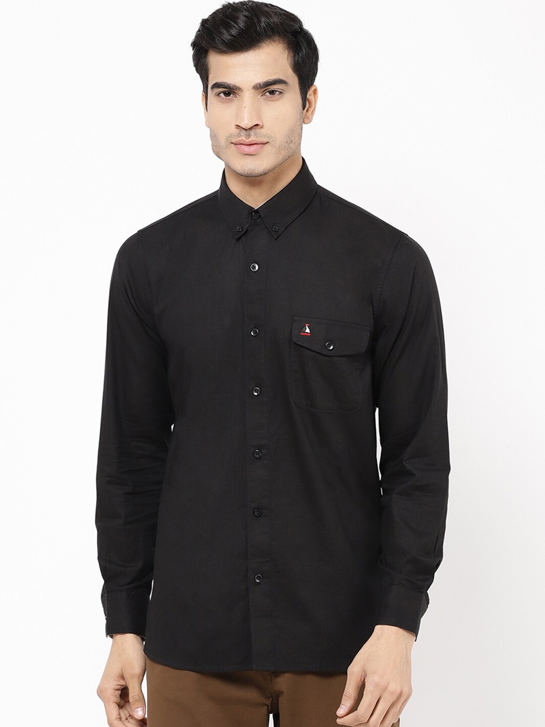 

STROP Men Black Solid Casual Shirt