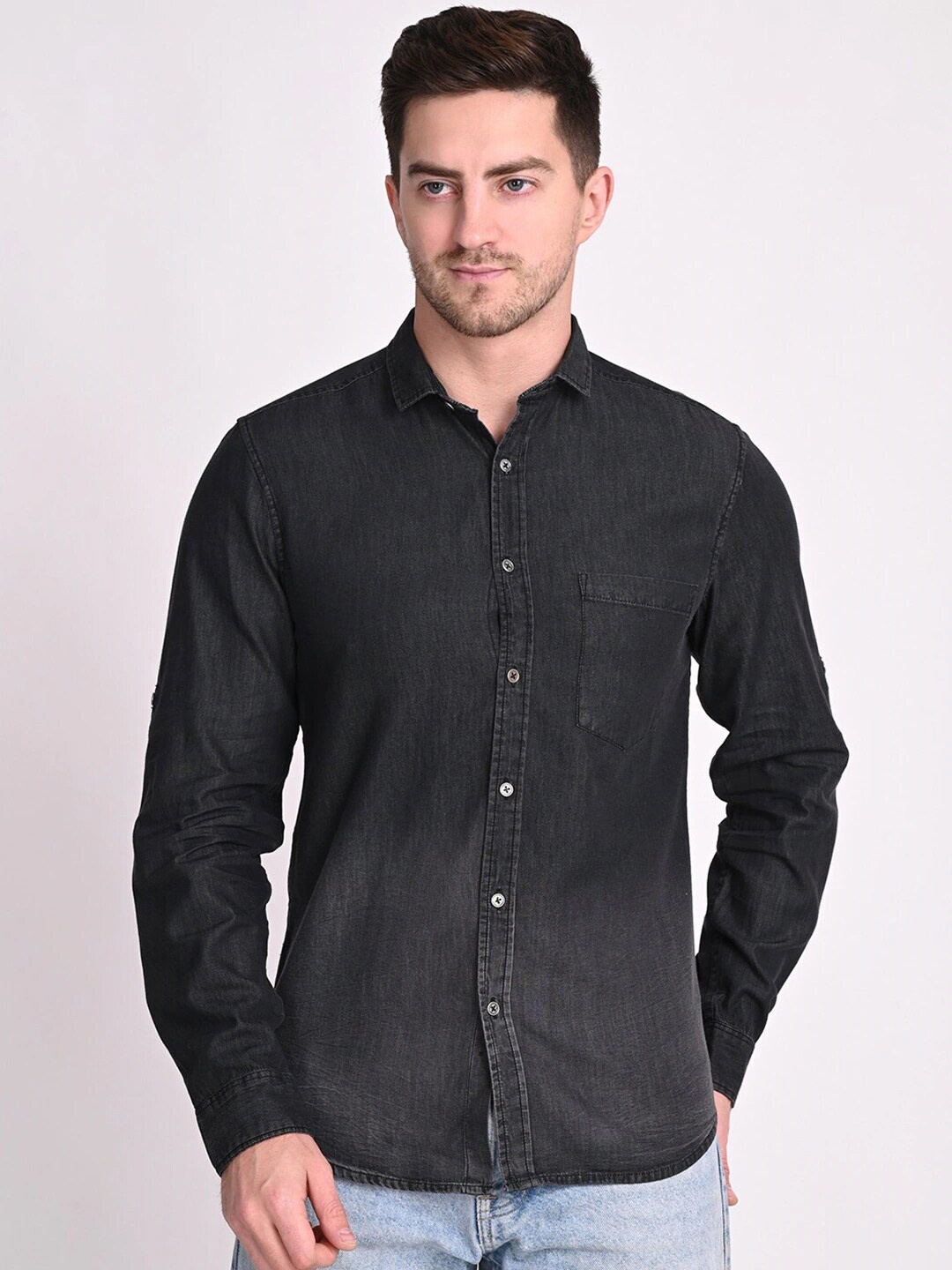 

STROP Men Black Casual Shirt