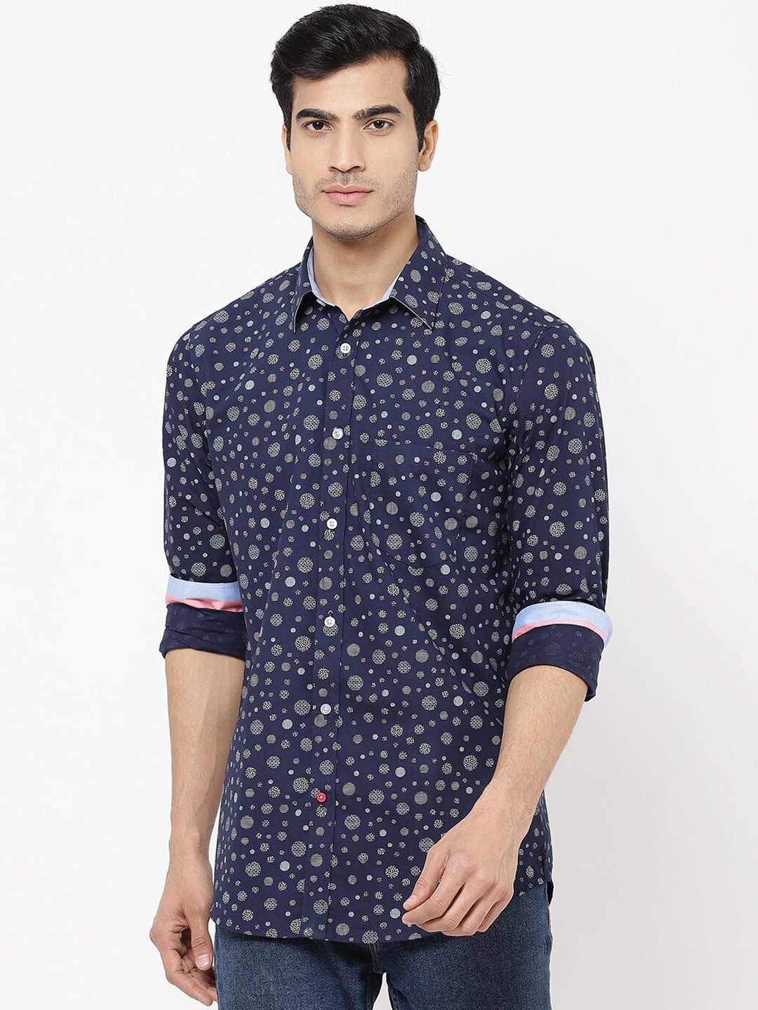 

STROP Men Blue Floral Printed Casual Shirt