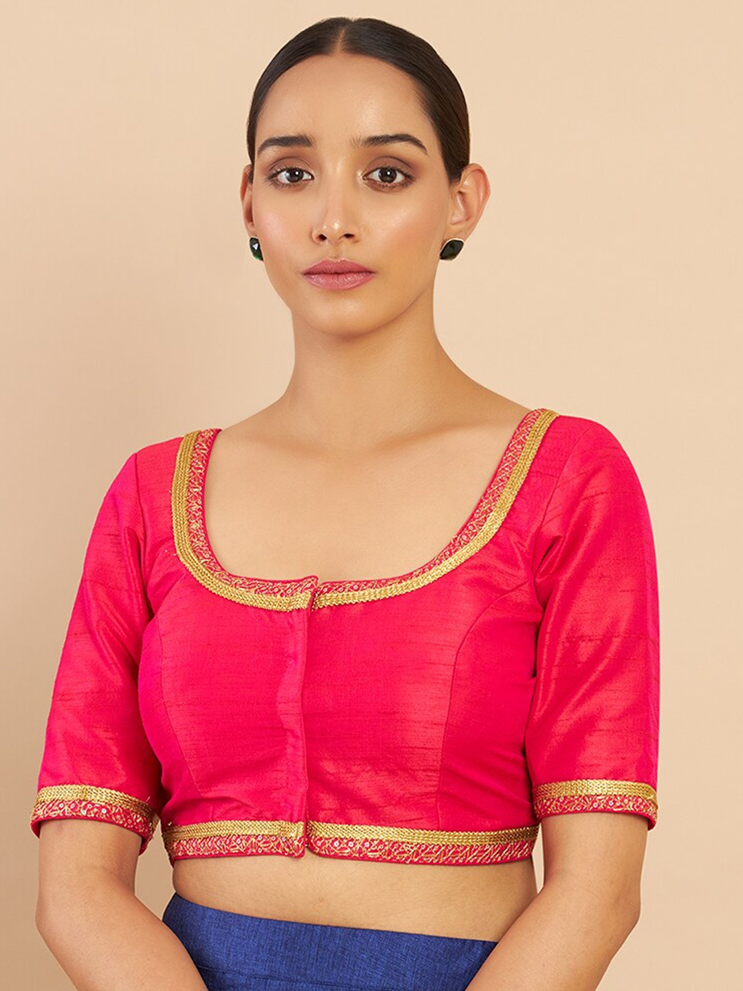 

Soch Red Zari & Sequin Embellished Saree Blouse