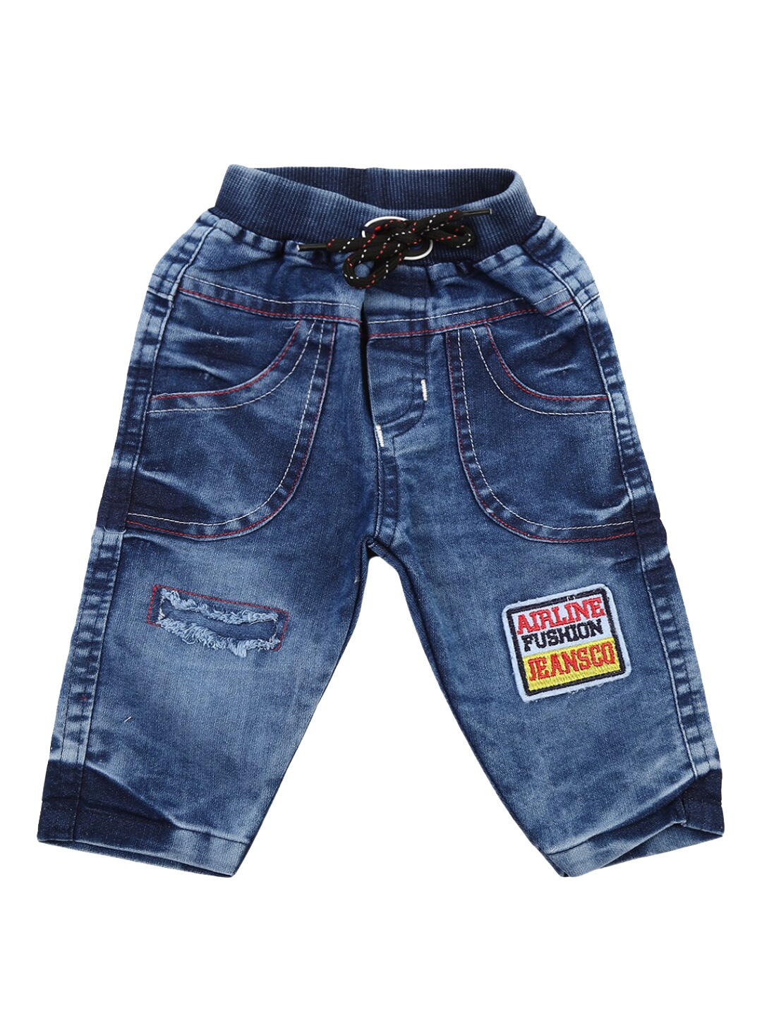 

V-Mart Unisex Kids Blue Low Distress Light Fade Jeans