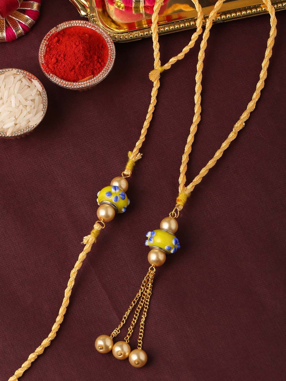 

Tistabene Set of 2 Multi-Coloured Beaded Rakhi