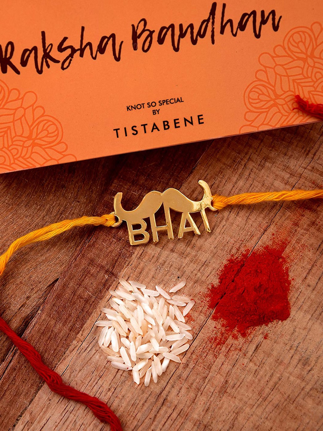 

Tistabene Men Gold-Toned Moustache Design Rakhi