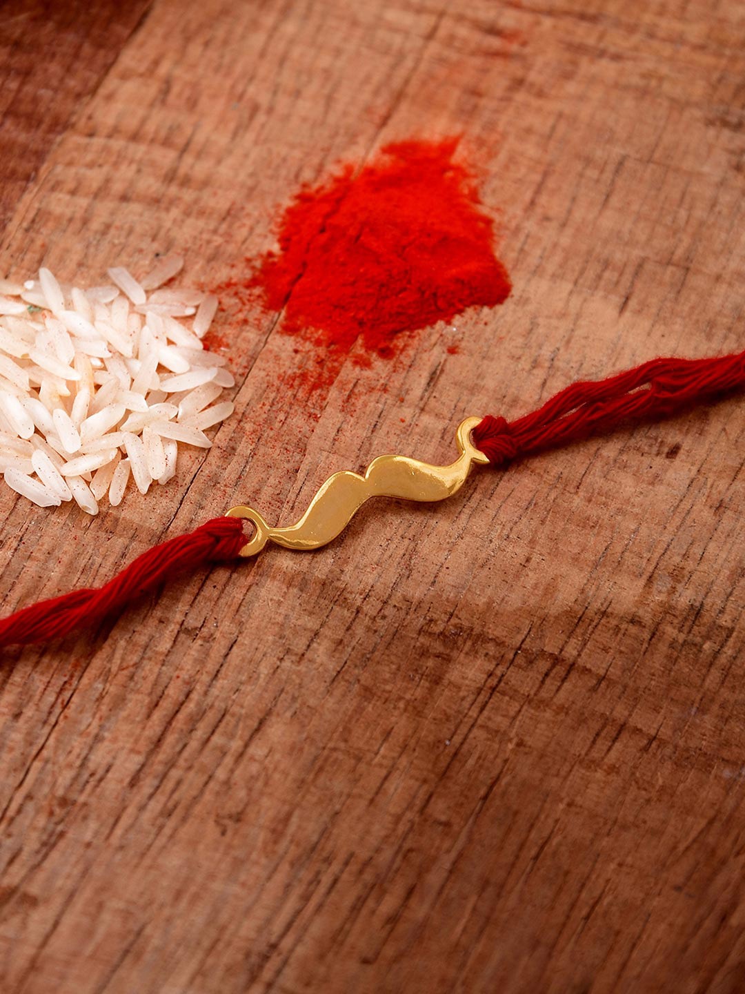 

Tistabene Men Red & Orange Moustache Design Name Rakhi