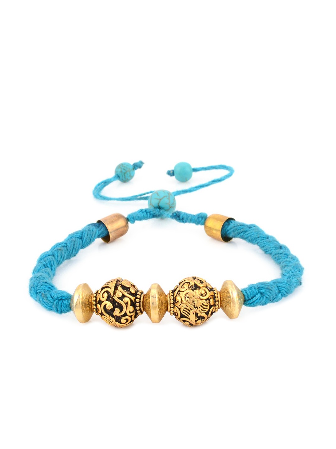 

Tistabene Men Turquoise Blue Antique Wrist Band Rakhi