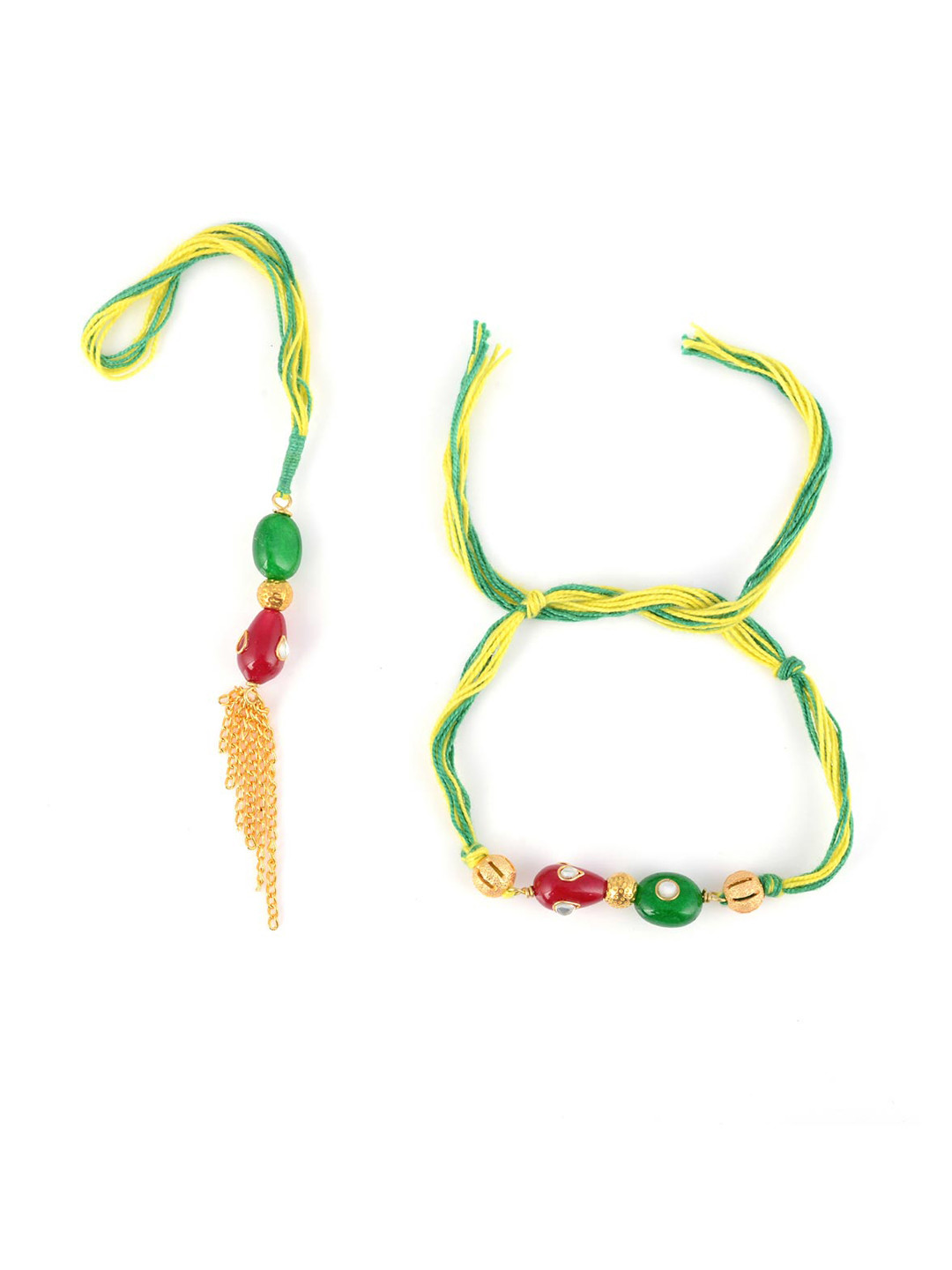 

Tistabene Set of 2 Beaded Bhaiya Bhabhi Rakhi, Multi