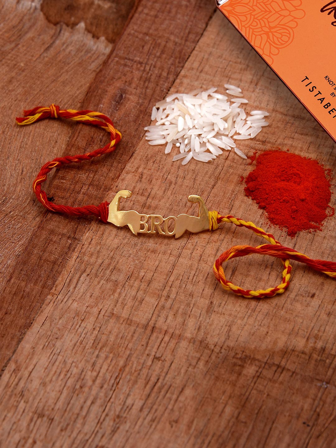 

Tistabene Men Red & Gold-Toned Bro Design Rakhi