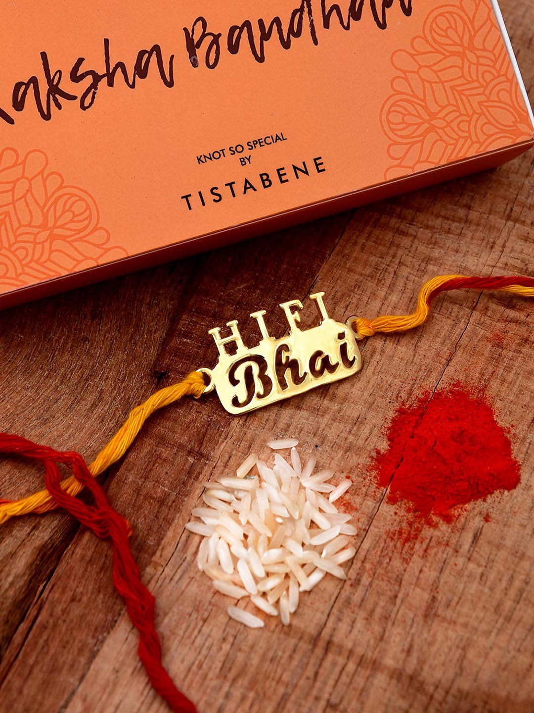 

Tistabene Men Gold-Toned & Red HIFI Design Thread Rakhi