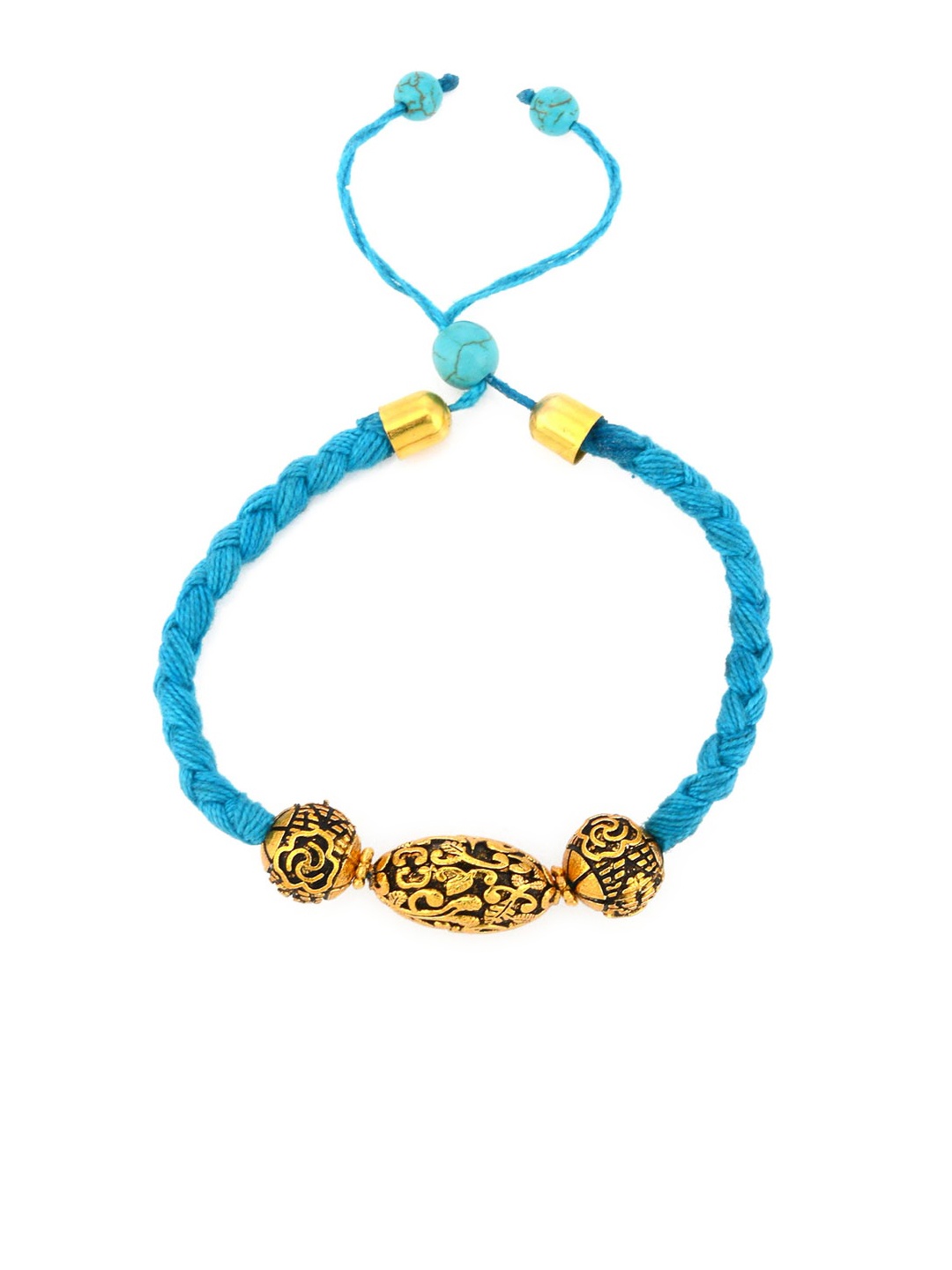 

Tistabene Men Turquoise Blue & Gold-Toned Wraparound Bracelet