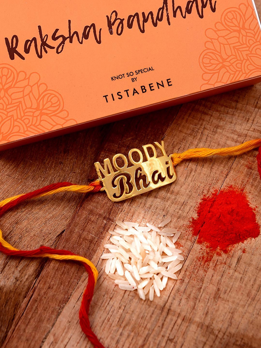 

Tistabene Men Red & Yellow Moody Bhai Rakhi With Roli Chawal