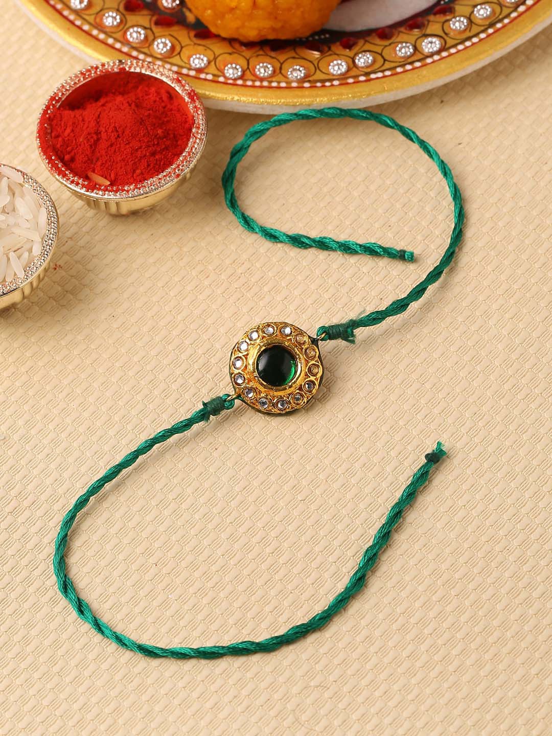 

Tistabene Men Green & Gold-Toned Rakhi