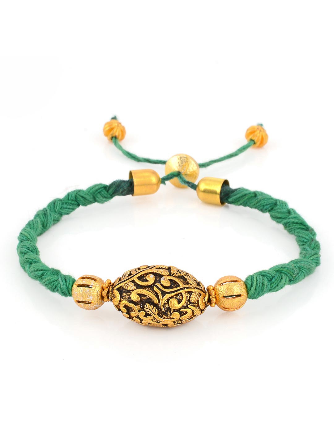 

Tistabene Green Antique Designer Wrist Band Rakhi