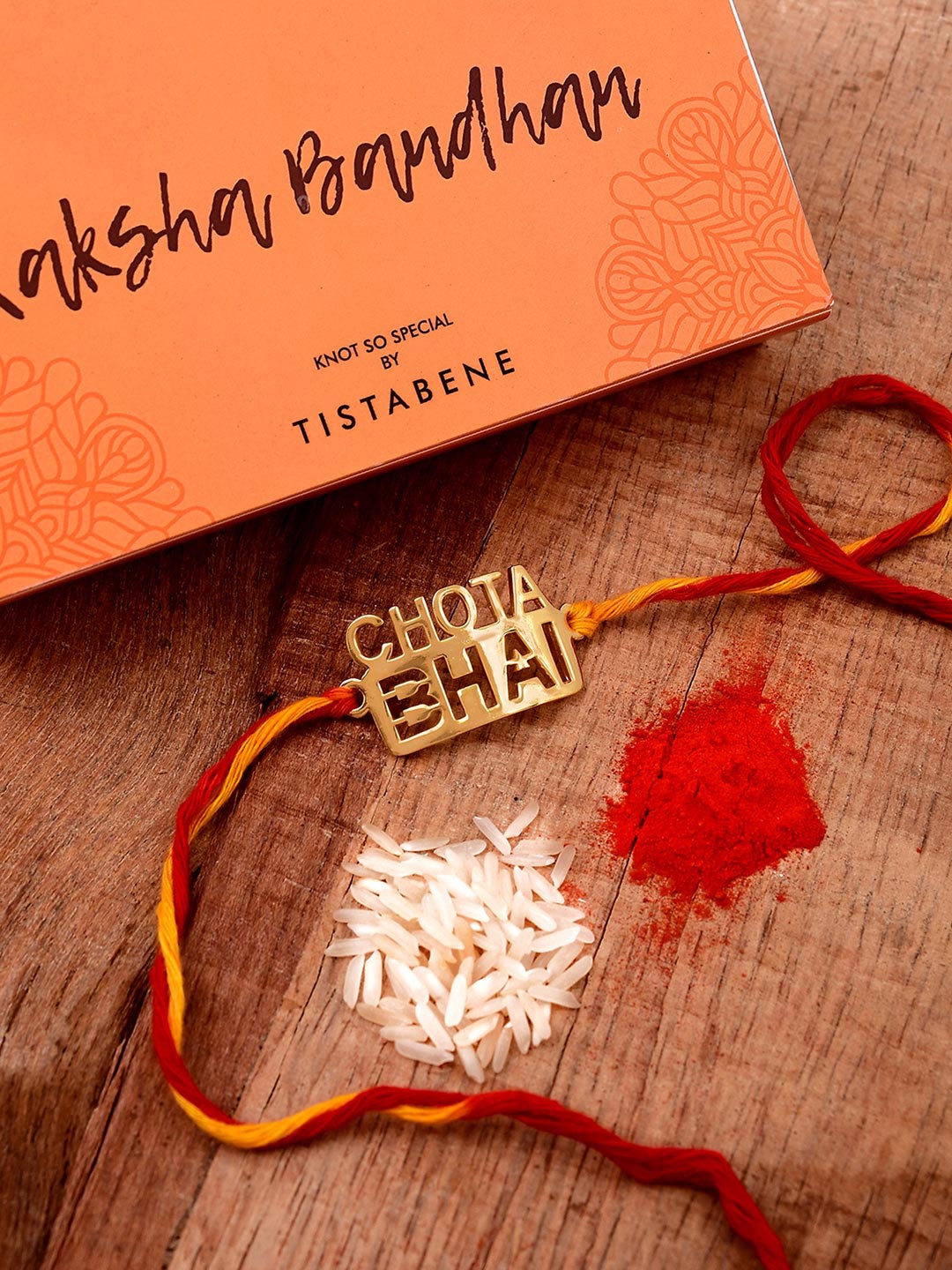 

Tistabene Men Gold-Toned & Red Chota Bhai-Charm Rakhi