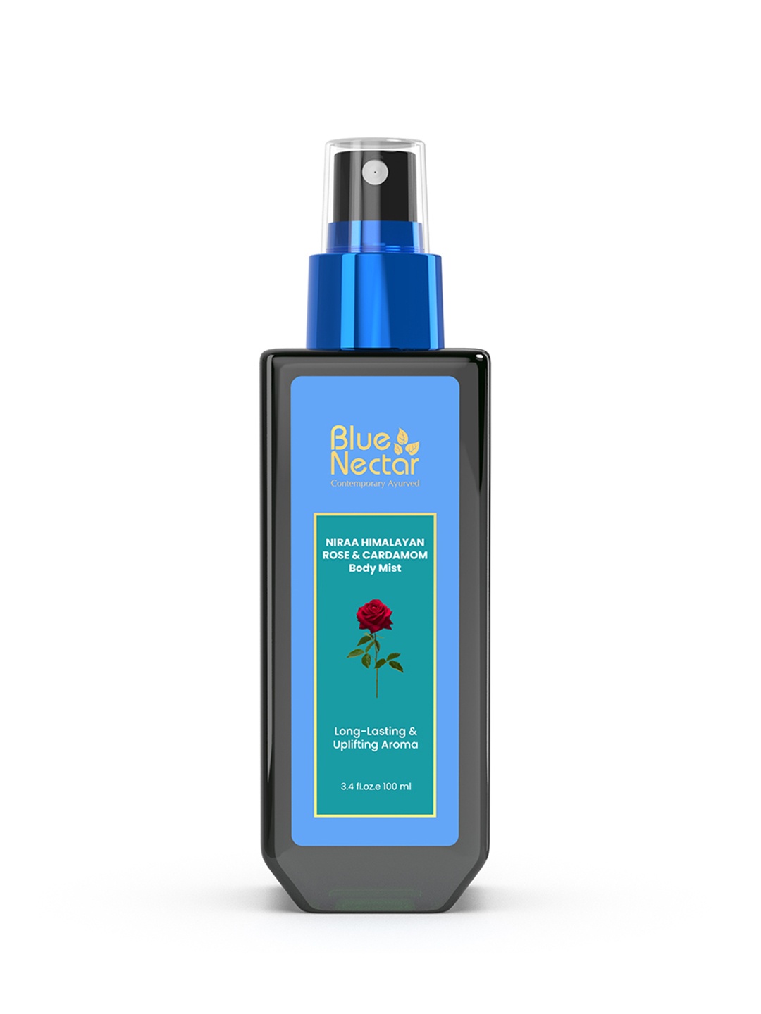 

Blue Nectar Uplifting Body Mist with Himalayan Rose & Cardamom for Freshness - 100 ml, Transparent