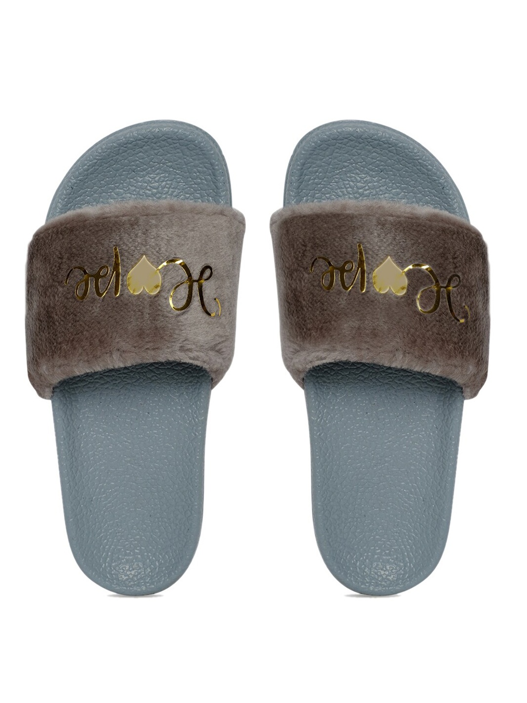 

AMACLASS Women Brown & Grey Embellished Sliders