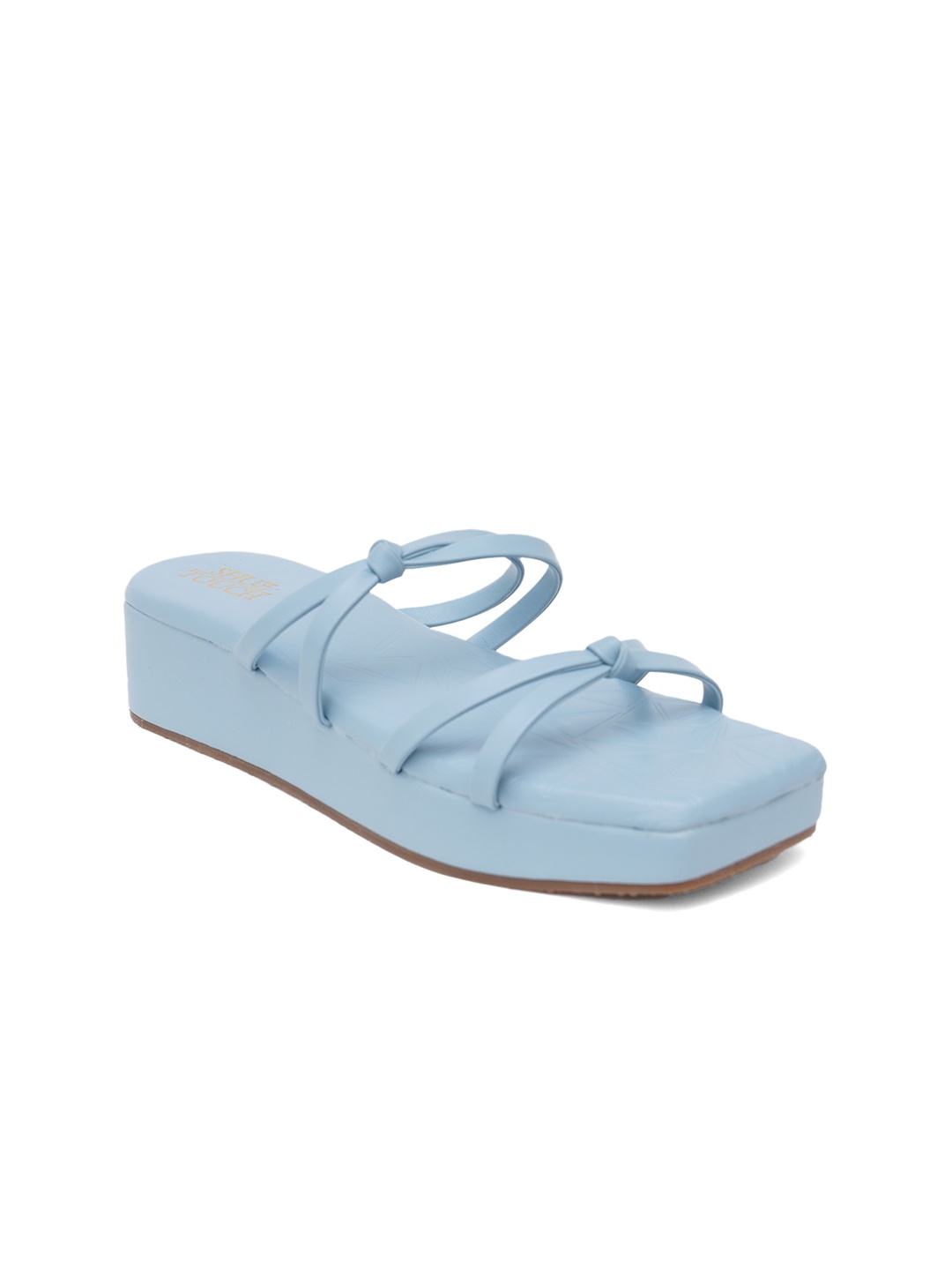 

SHUZ TOUCH Blue Platform Sandals with Bows