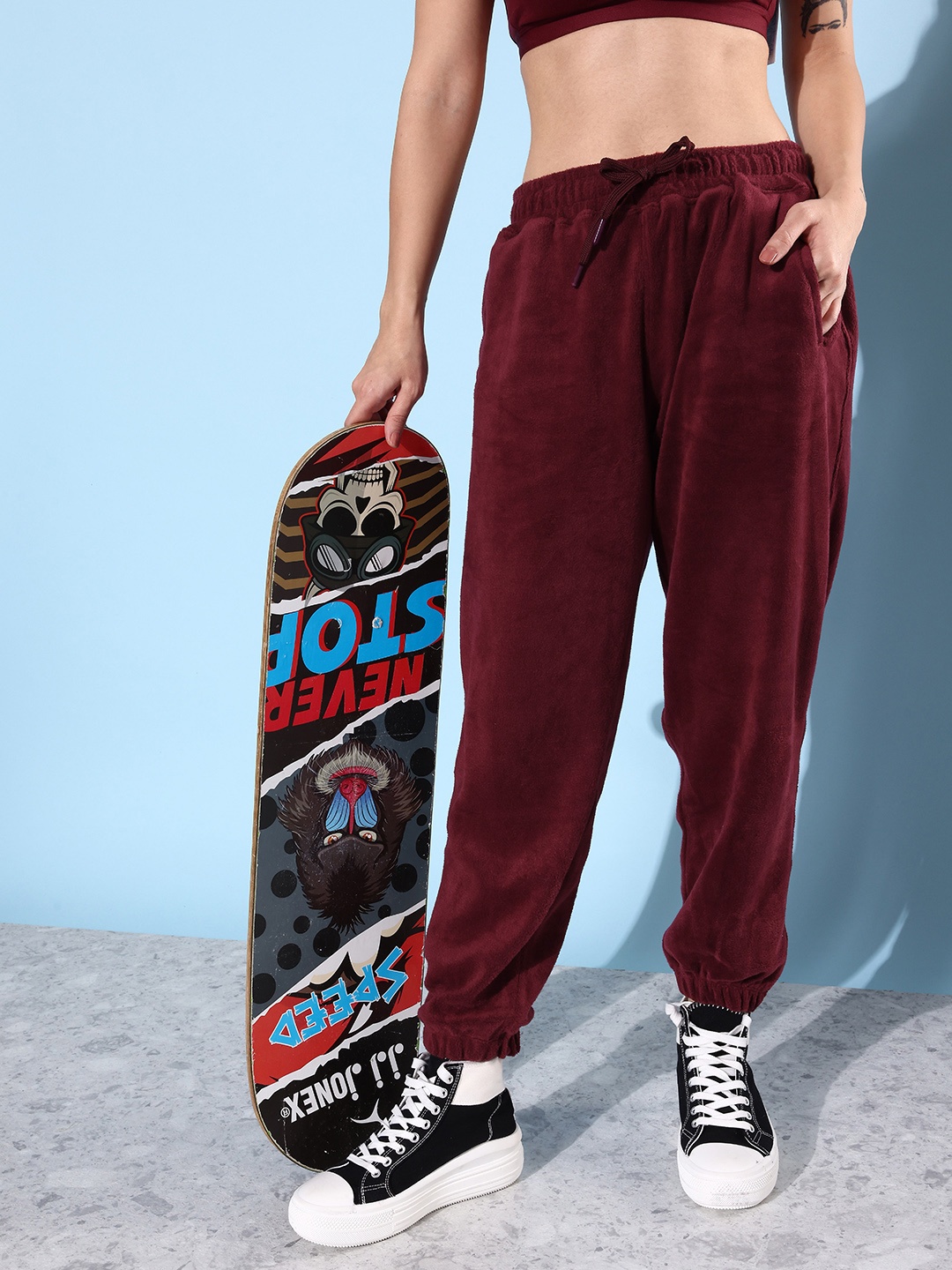 

DressBerry Women Solid Jogger Track Pant, Burgundy