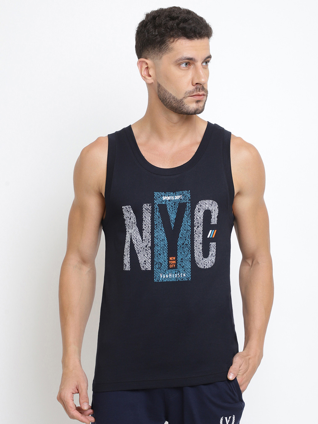 

Van Heusen Men Black Printed Tank Innerwear Vest IHQVT1VSBKN70021