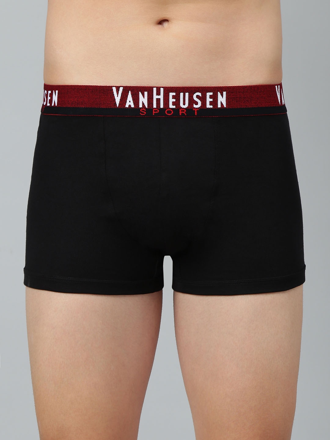 

Van Heusen Sport Men Plush Back Elasticized Waistband Gusset Trunk IHQETR1VSBK70002, Black