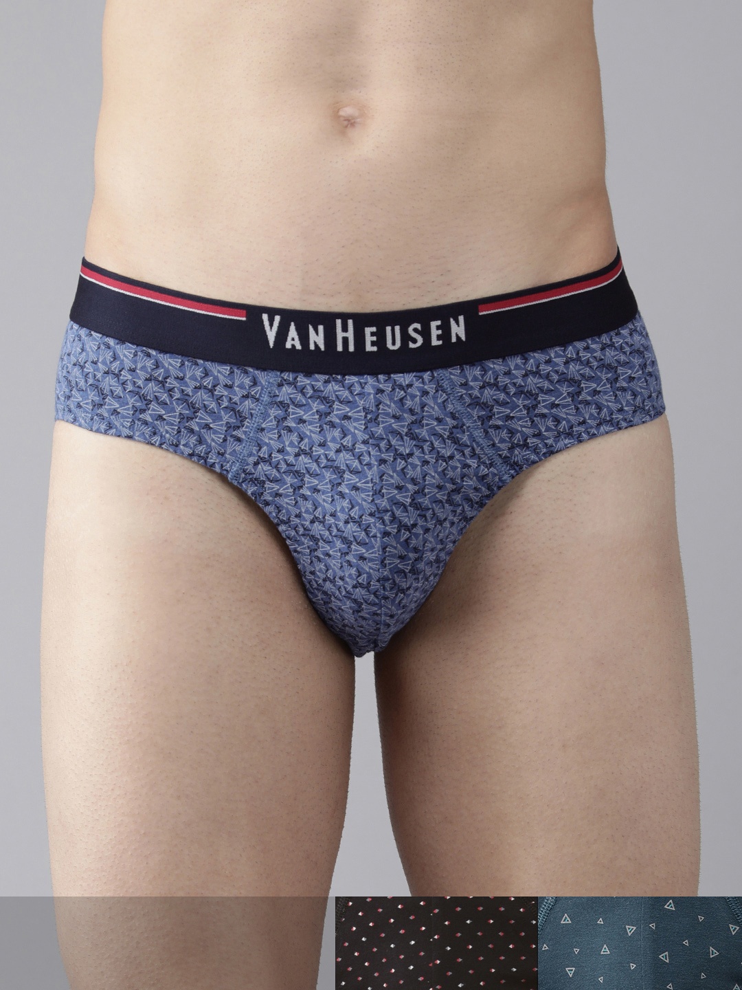 

Van Heusen Men Pack of 3 Printed Anti Bacterial Super Soft Briefs, Blue