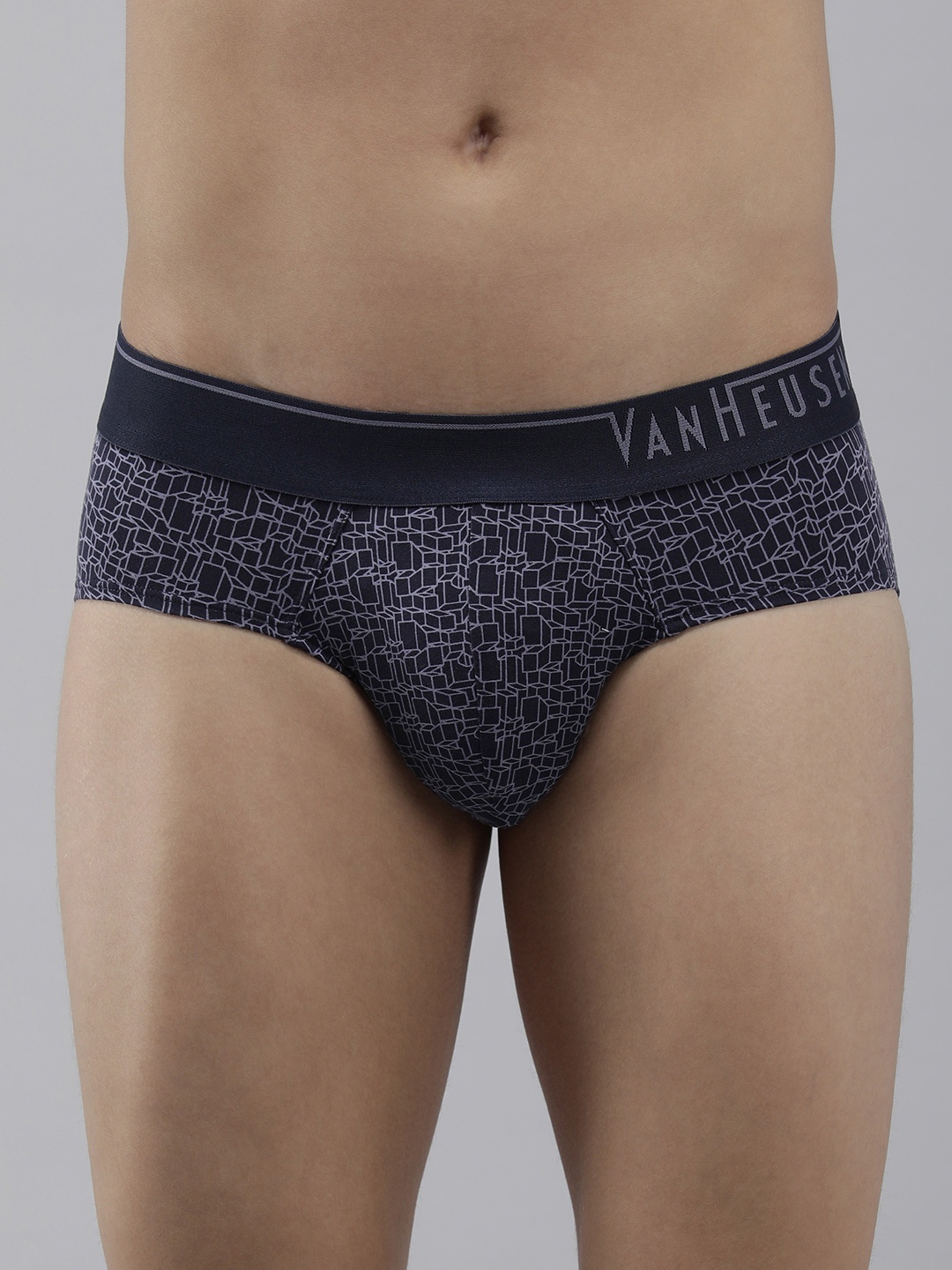 

Van Heusen Men Allover Print 4 Way Stretch Body Defining Fit Brief, Navy blue
