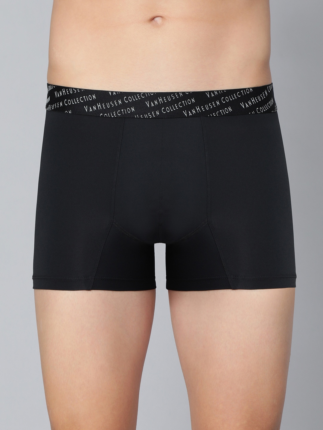 

Van Heusen Men Pure Black Solid 4 Way Stretch 3D Logo Waistband Tactel Trunk