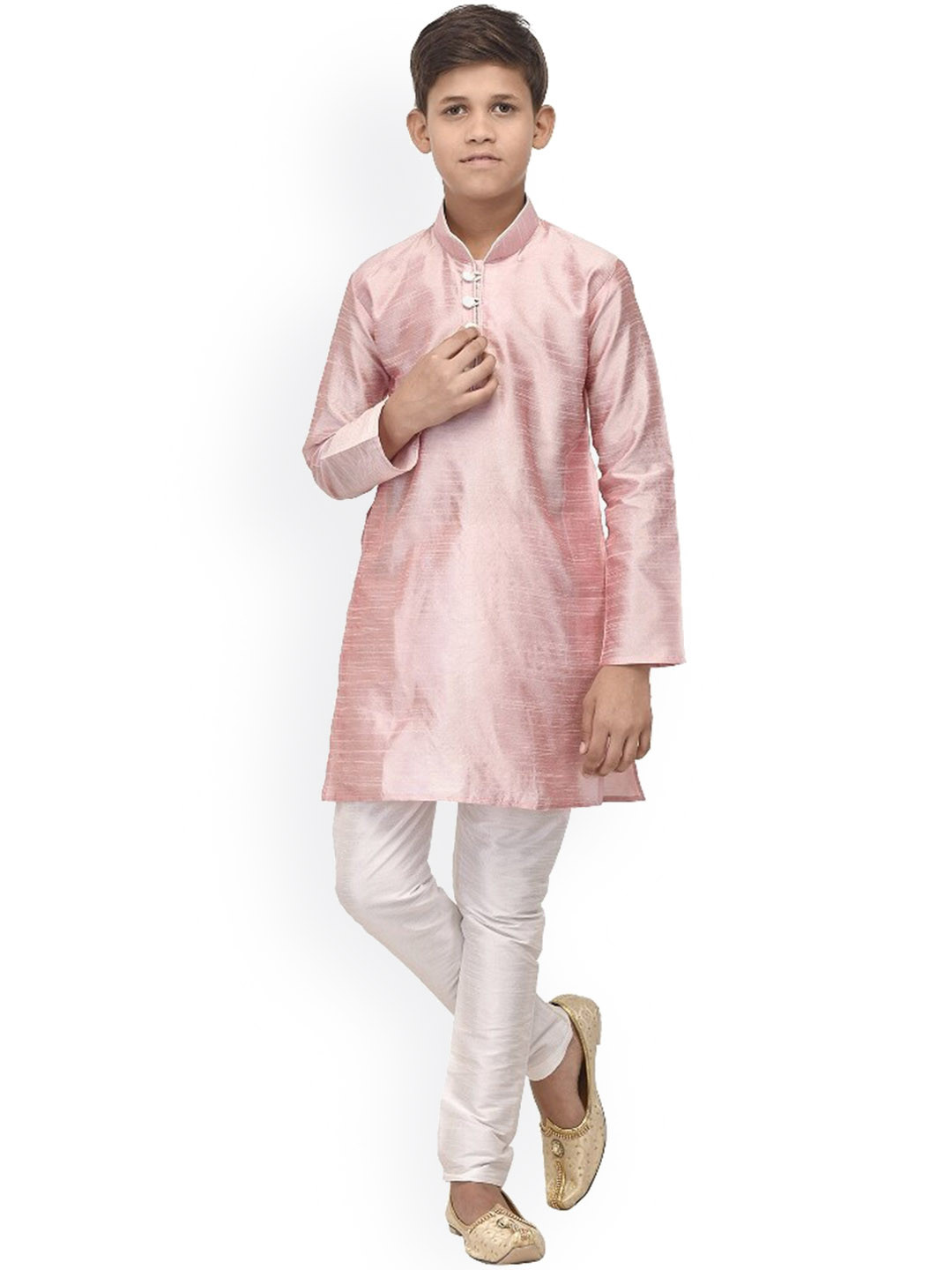 

Benstoke Boys Pink Solid Kurta Set