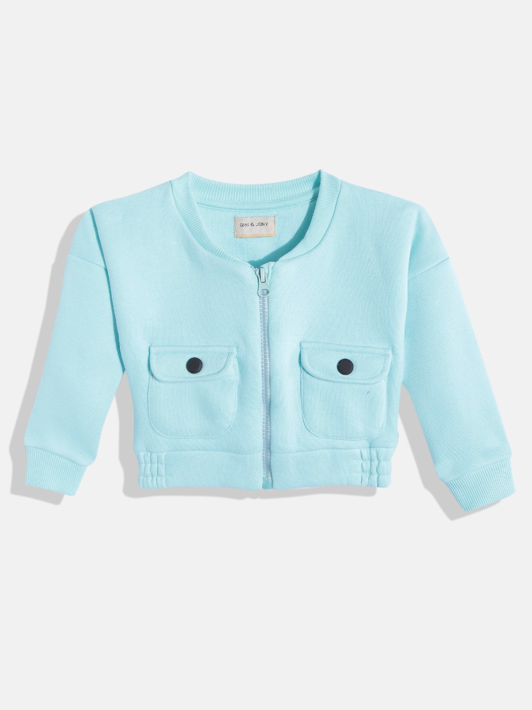 

Gini and Jony Girls Blue Solid Flap Pocket Sweatshirt