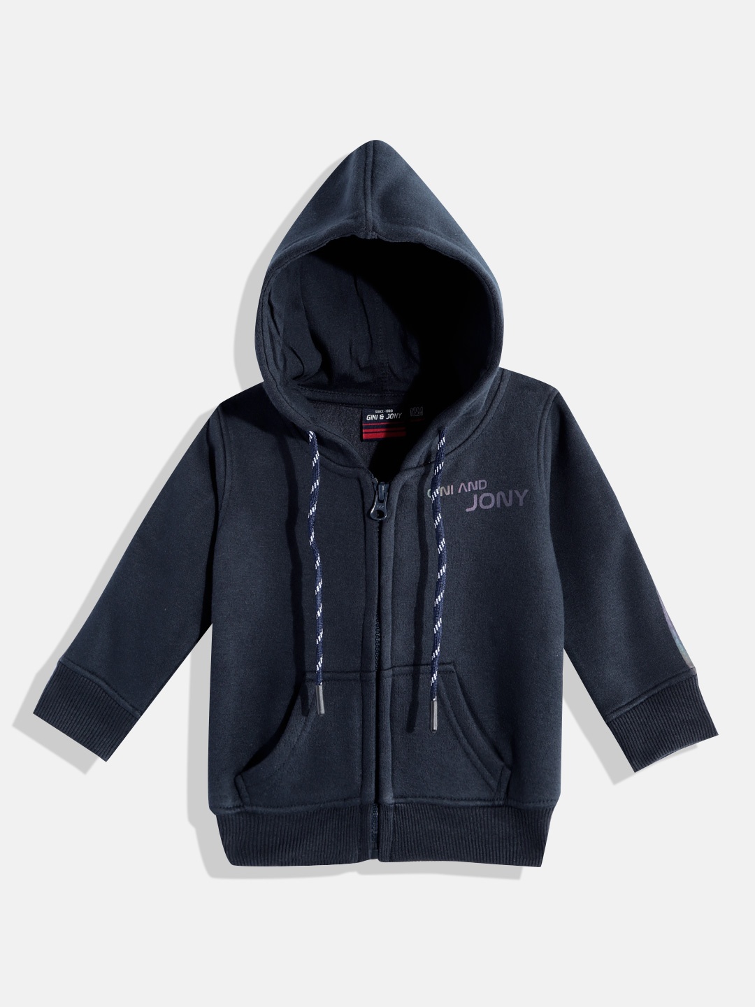 

Gini and Jony Girls Navy Blue Solid Hooded Sweatshirt