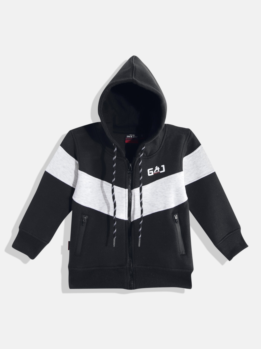 

Gini and Jony Infant Girls Black & Grey Colourblocked Hooded Sweatshirt