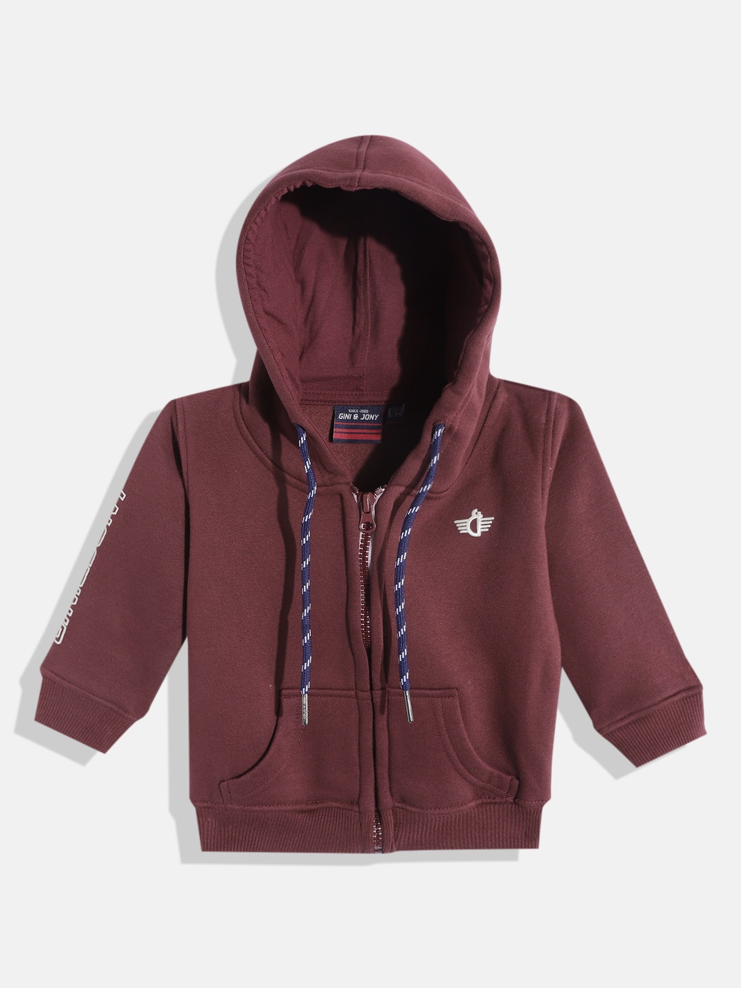 

Gini and Jony Infant Boys Burgundy Solid Hooded Sweatshirt