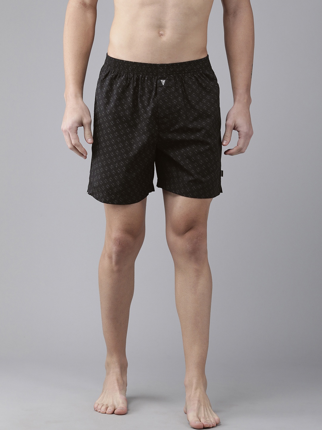 

Van Heusen Men CPB-63 Allover Print Side Pocket Side Slits Boxer Shorts, Black