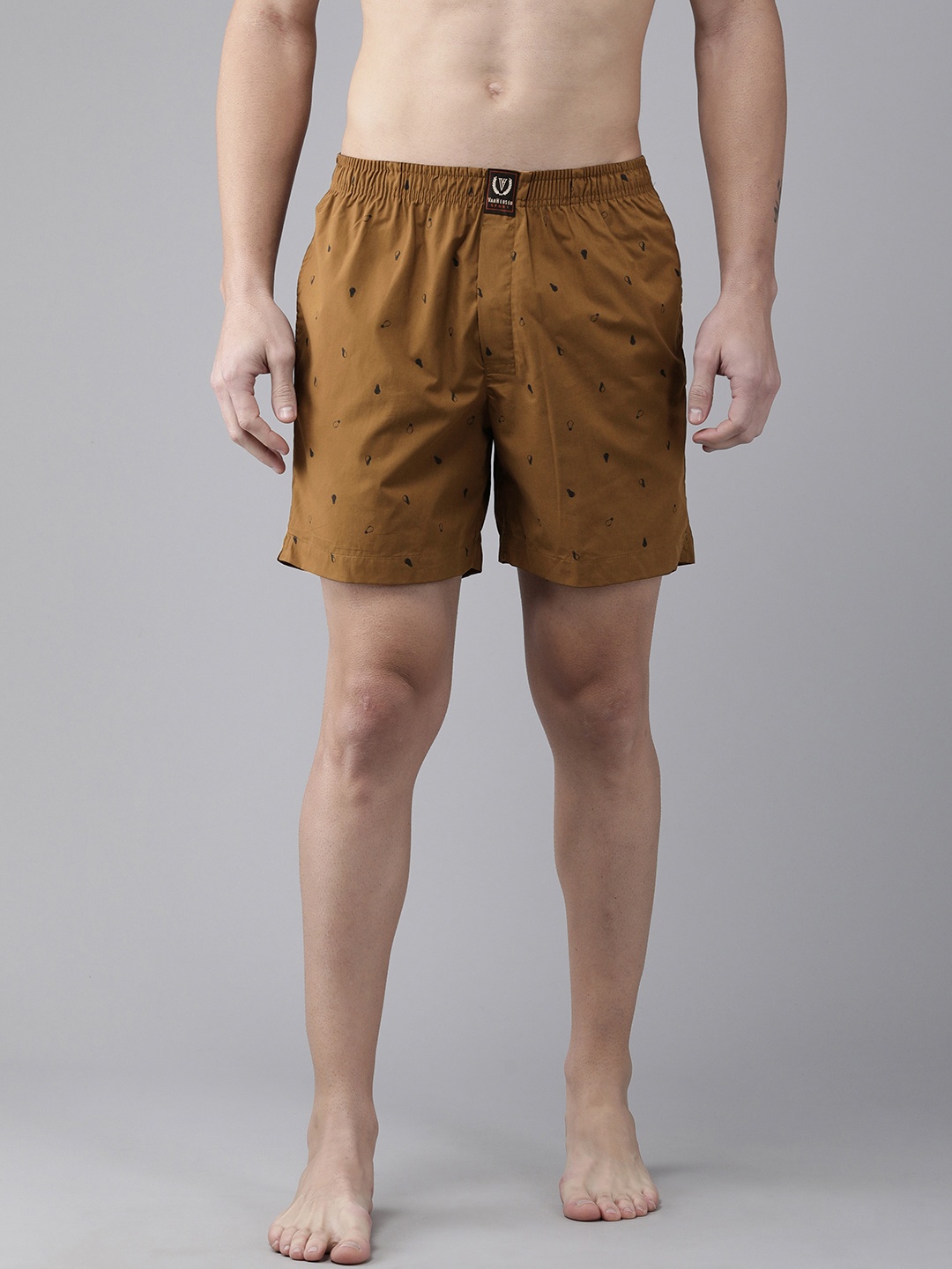 

Van Heusen Sport Men VSB08 Allover Print Media Pocket Super Soft Boxer Shorts, Khaki