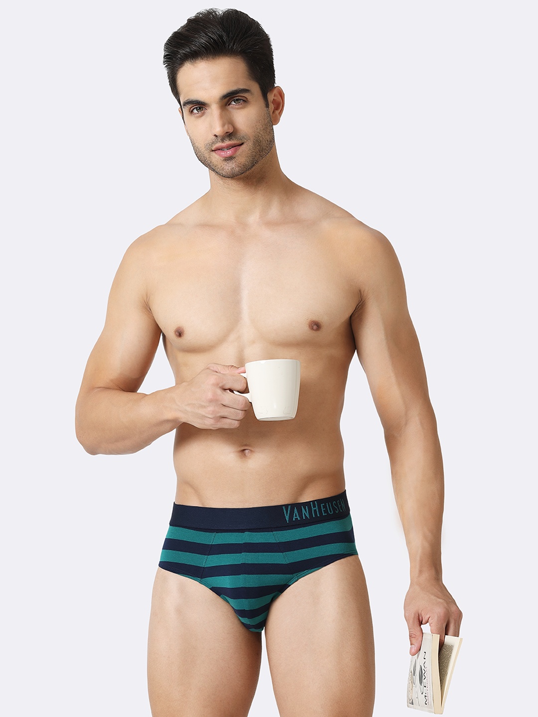 

Van Heusen Men Striped Colour Fresh Ultra Soft Brief, Navy blue