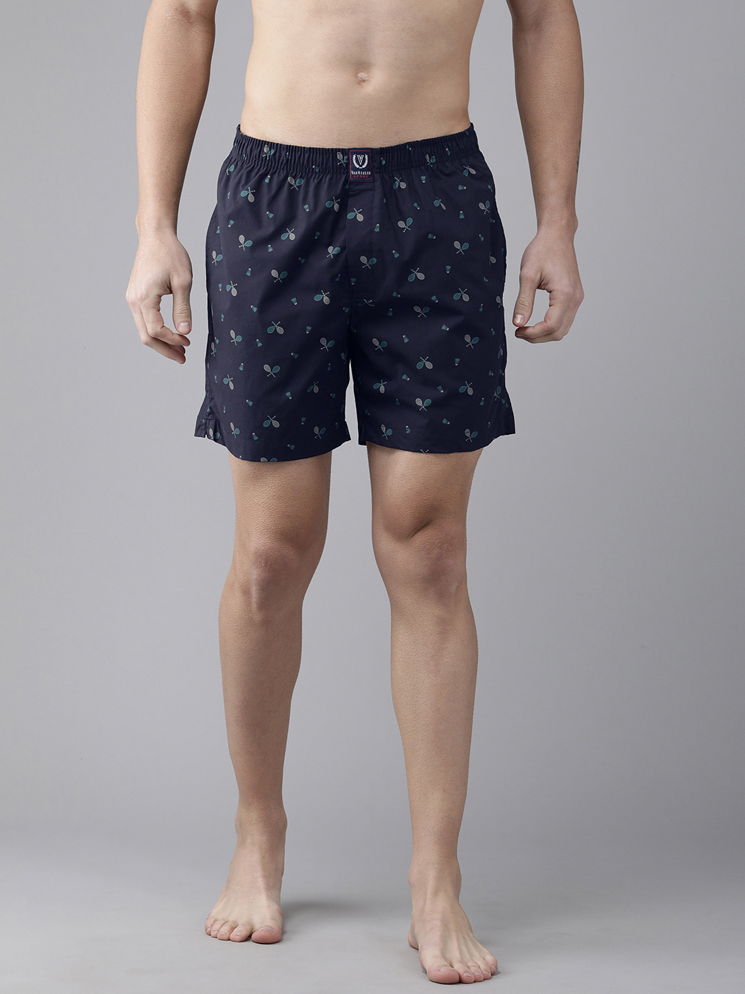 

Van Heusen Sport Men VSB05 Allover Print Media Pocket Super Soft Boxer Shorts, Navy blue