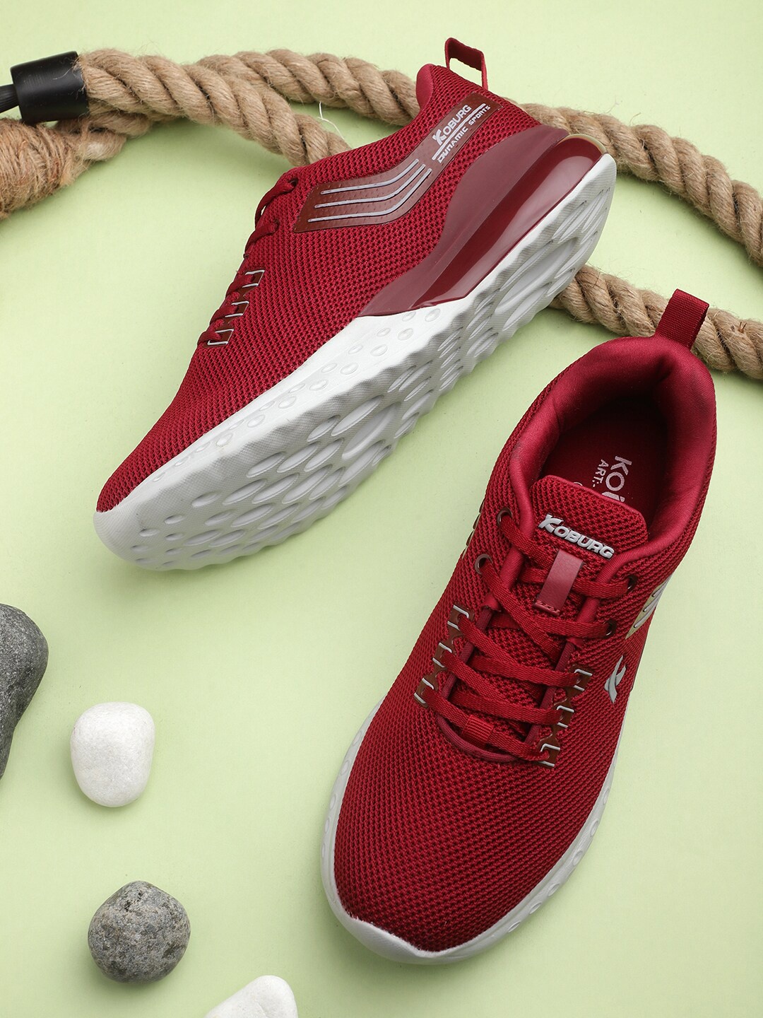

Koburg Men Maroon Mesh Running Non-Marking Shoes