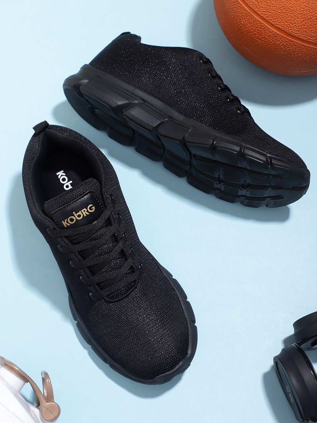 

Koburg Men Black Mesh Running Non-Marking Shoes