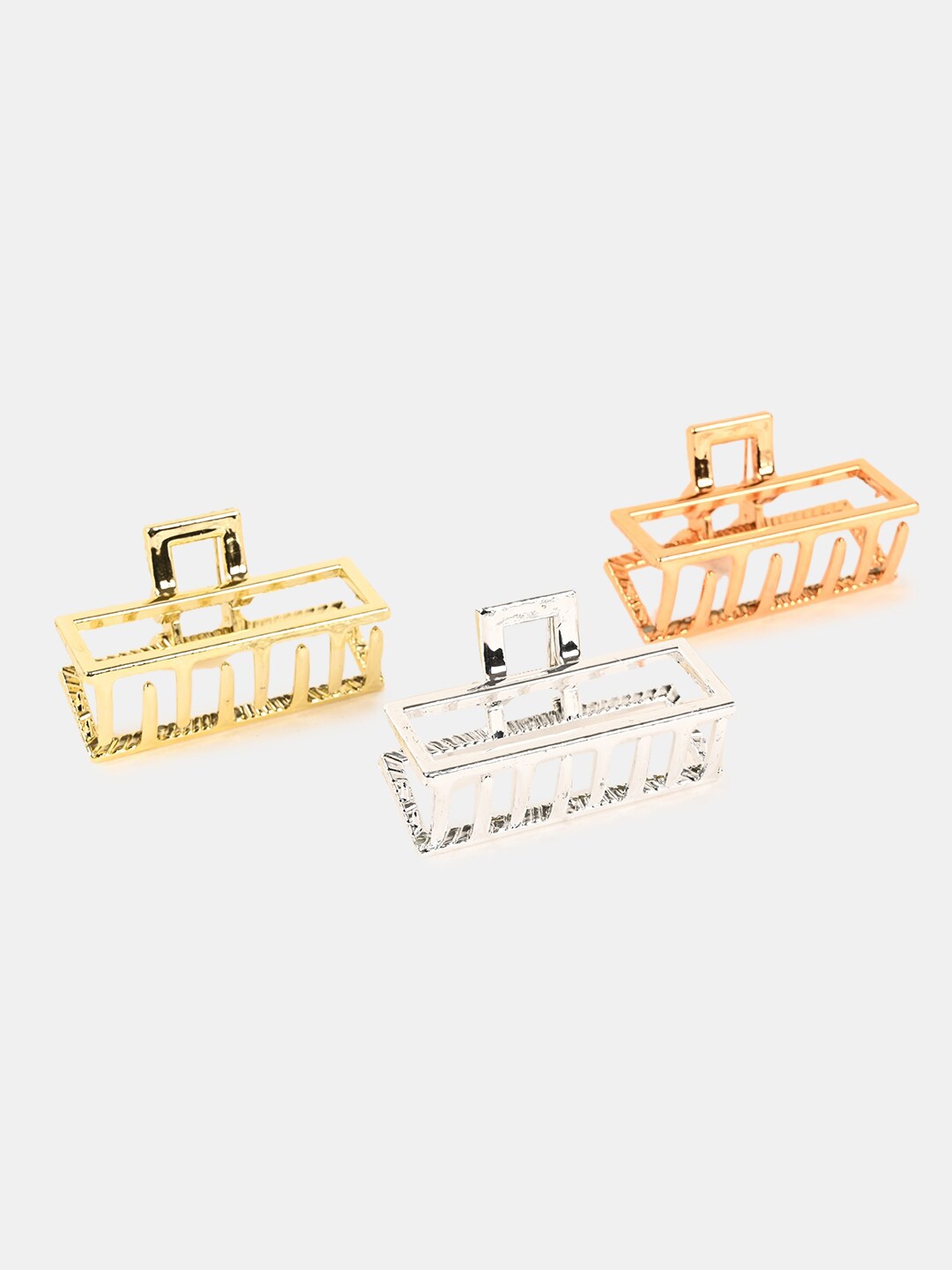 

BuckleUp Women Gold-Toned & Silver-Toned Set of 3 Claw Clip