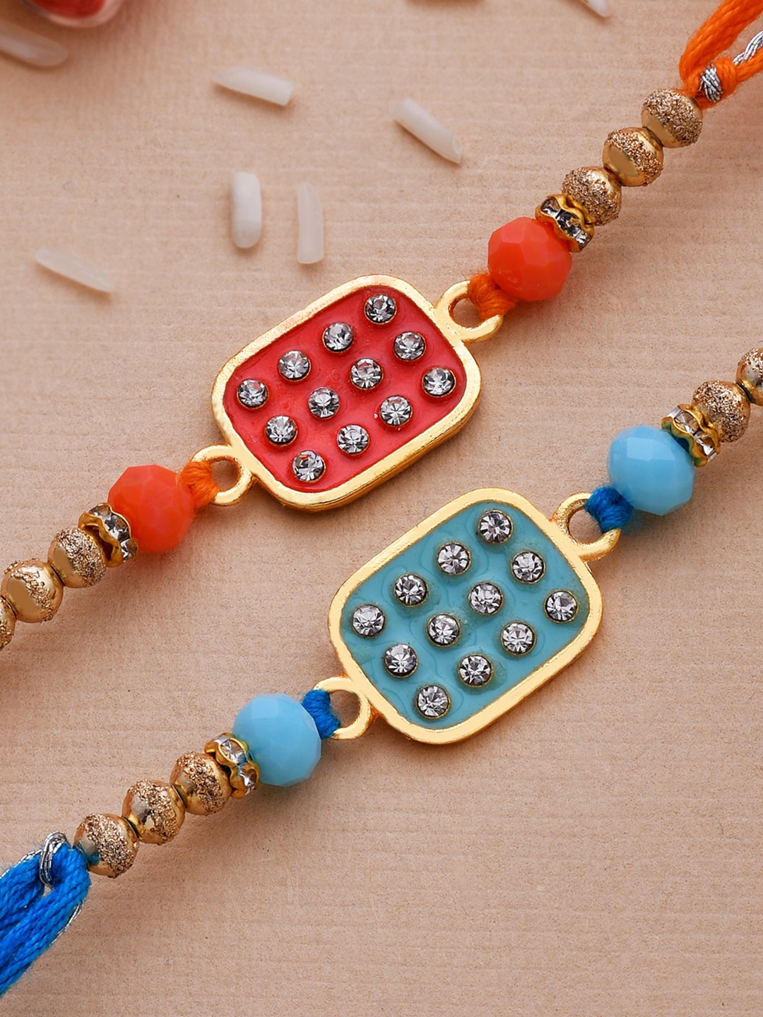 

Dare by Voylla Set of 2 Red & Blue Enameled Rakhi