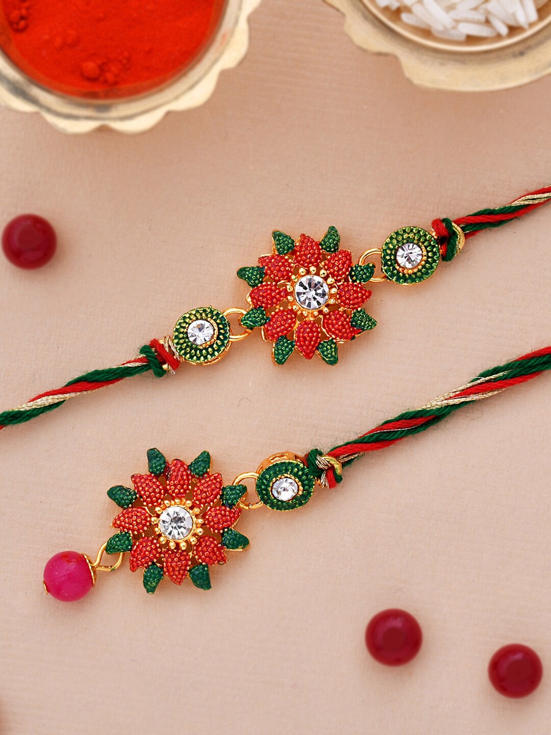 

Voylla Set of 2 Traditional Bhaiya Bhabhi Rakhi, Multi