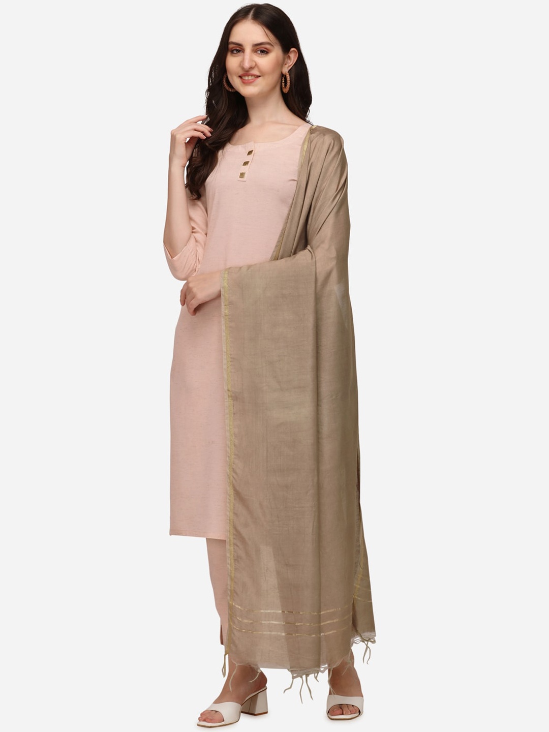 

Pure 9 Women Pink Kurta with Churidar & With Dupatta