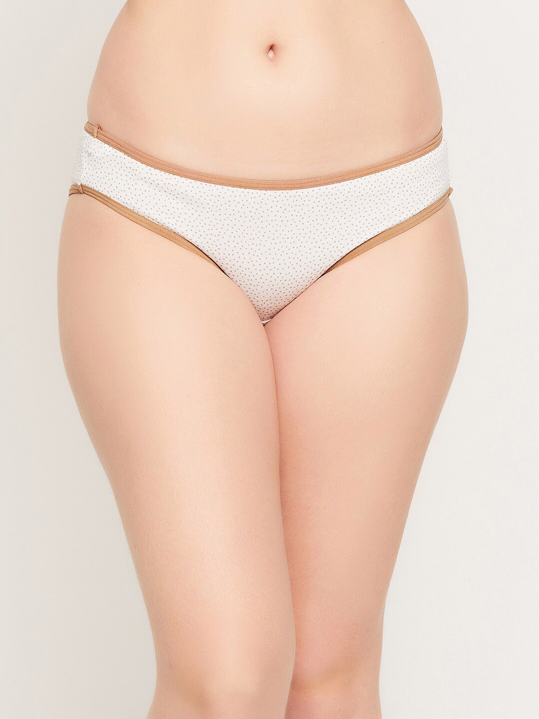 

Clovia Women Cotton Low Waist Polka Dot Printed Bikini Briefs, White
