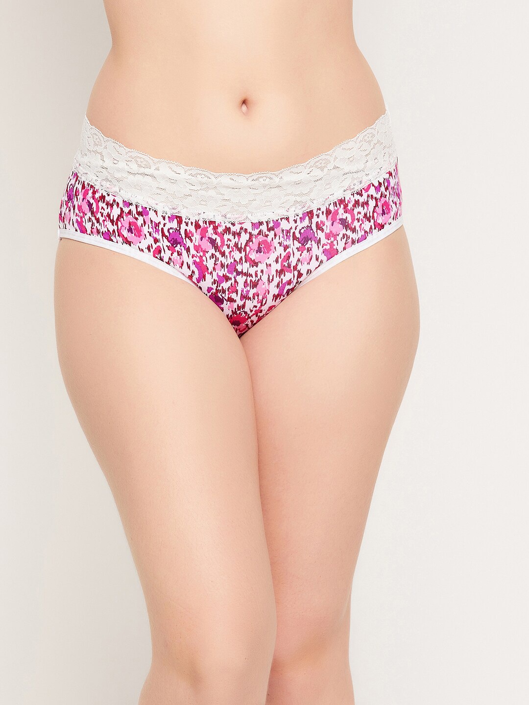 

Clovia Women White & Pink Printed Hipster Briefs