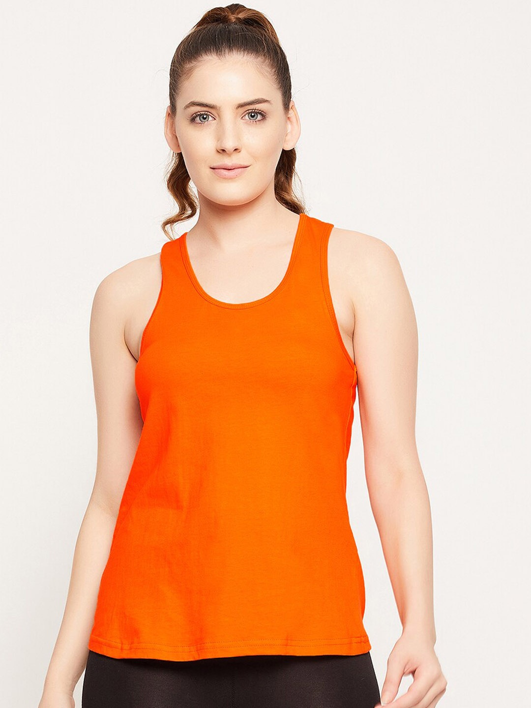 

Clovia Women Orange Solid Cotton Camisoles