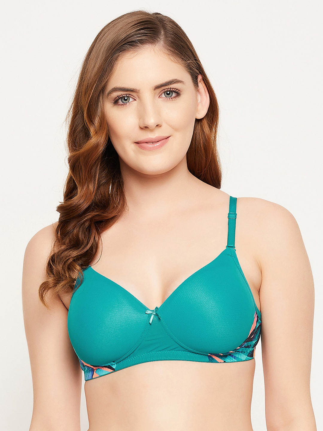 

Clovia Women Teal Green Printed Lightly Padded Full Coverage T-shirt Bra