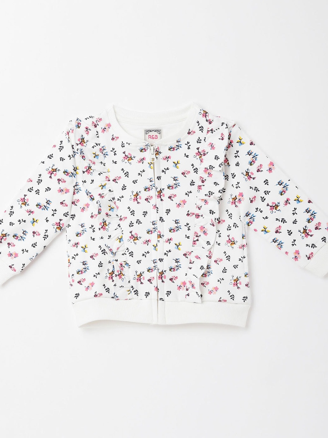 

R&B Girls White & Red Printed Pure Cotton T-shirt with Trousers