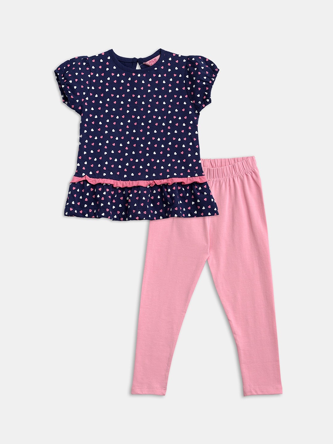 

R&B Girls Blue & Pink Printed Top with Leggings