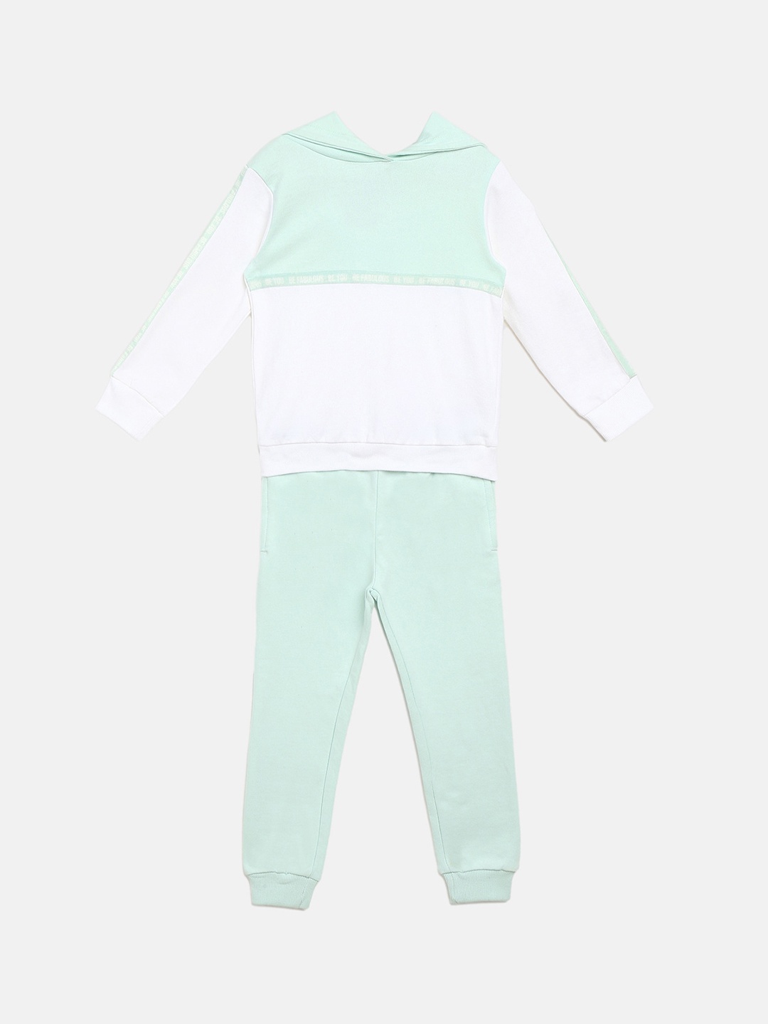 

R&B Kids Girls Green & White Cotton T-shirt With Trouser
