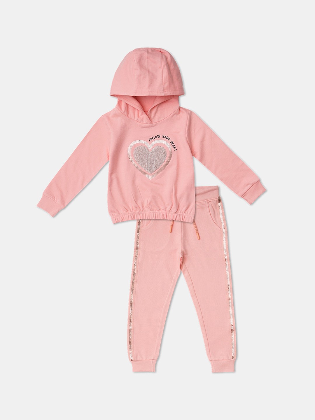 

R&B Girls Pink Embellished Pure Cotton T-shirt with Pyjamas